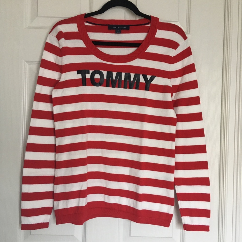 Tommy Hilfiger Women’s  Medium Red White Stripe Sweater